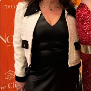 Alice + Olivia Black and White Textured Blazer